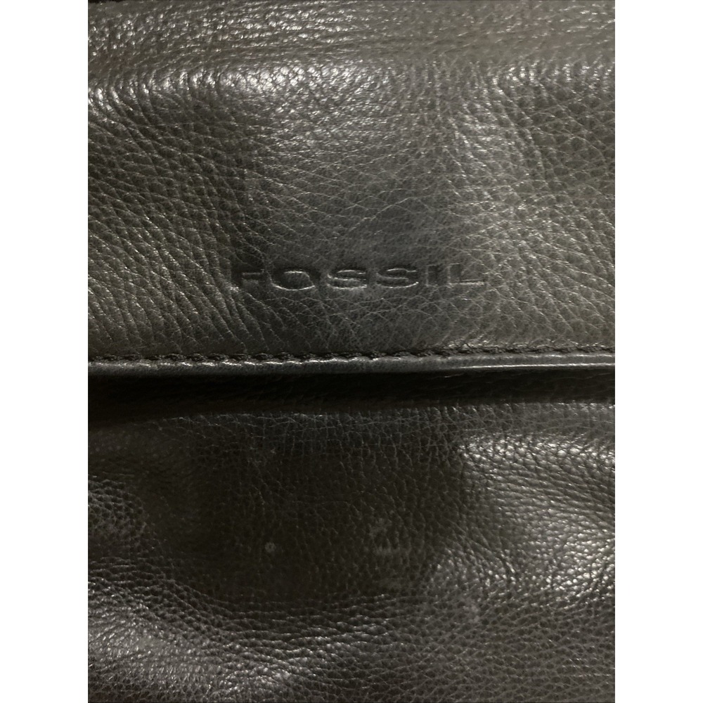 Vintage Fossil Crossbody Bag Purse Black Leather Womens Small Tote School - Picture 7 of 7